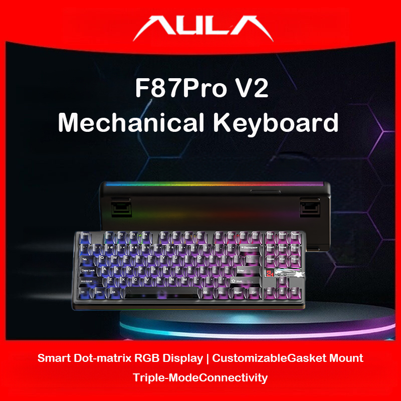 Gaming Keyboard Hot Swappable - AULA F87 Pro V2, Keyboard Mekanik