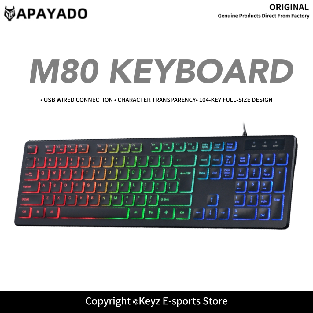 Keyboard Gaming Blue Switch - Keyboard Gaming Berkabel Ultra Tipis M80